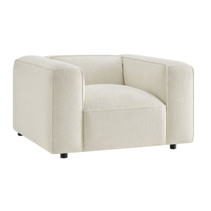 Modway Furniture Auren Bouclé Lattice Accent Chair with Pocket Springs and Solid Hardwood Legs White EEI-7679-CRE