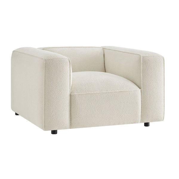 Modway Furniture Auren Bouclé Lattice Accent Chair with Pocket Springs and Solid Hardwood Legs White EEI-7679-CRE
