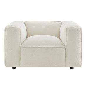 Modway Furniture Auren Bouclé Lattice Accent Chair with Pocket Springs and Solid Hardwood Legs White EEI-7679-CRE