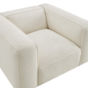 Modway Furniture Auren Bouclé Lattice Accent Chair with Pocket Springs and Solid Hardwood Legs White EEI-7679-CRE