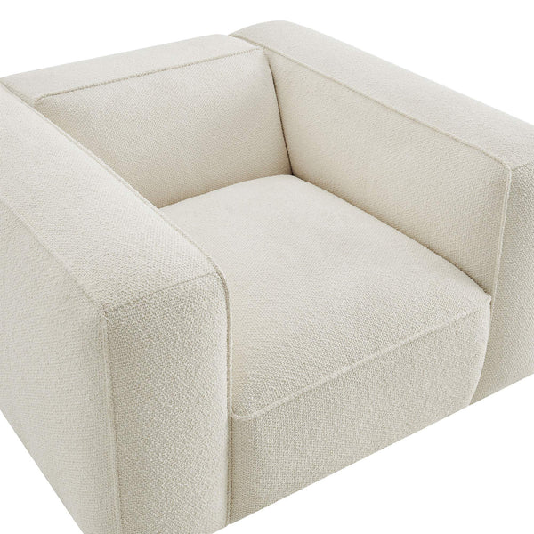 Modway Furniture Auren Bouclé Lattice Accent Chair with Pocket Springs and Solid Hardwood Legs White EEI-7679-CRE