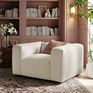 Modway Furniture Auren Bouclé Lattice Accent Chair with Pocket Springs and Solid Hardwood Legs White EEI-7679-CRE