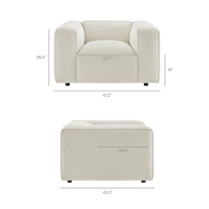 Modway Furniture Auren Bouclé Lattice Accent Chair with Pocket Springs and Solid Hardwood Legs White EEI-7679-CRE