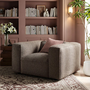 Modway Furniture Auren Bouclé Lattice Accent Chair with Pocket Springs and Solid Hardwood Legs Brown EEI-7679-ETH