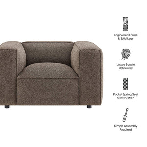 Modway Furniture Auren Bouclé Lattice Accent Chair with Pocket Springs and Solid Hardwood Legs Brown EEI-7679-ETH