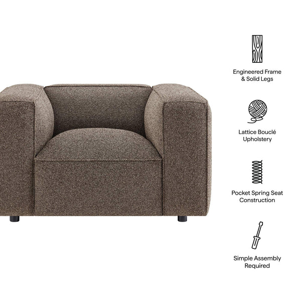 Modway Furniture Auren Bouclé Lattice Accent Chair with Pocket Springs and Solid Hardwood Legs Brown EEI-7679-ETH