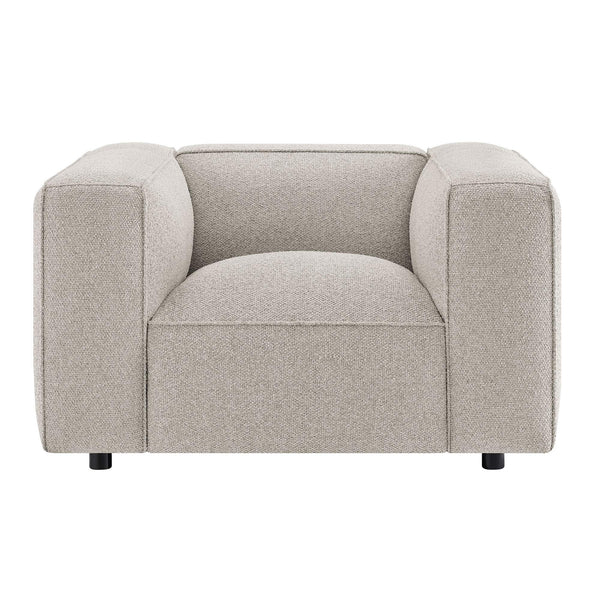 Modway Furniture Auren Bouclé Lattice Accent Chair with Pocket Springs and Solid Hardwood Legs Gray EEI-7679-FOG
