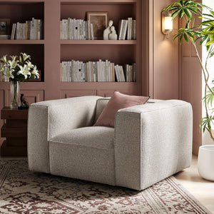 Modway Furniture Auren Bouclé Lattice Accent Chair with Pocket Springs and Solid Hardwood Legs Gray EEI-7679-FOG