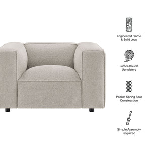 Modway Furniture Auren Bouclé Lattice Accent Chair with Pocket Springs and Solid Hardwood Legs Gray EEI-7679-FOG