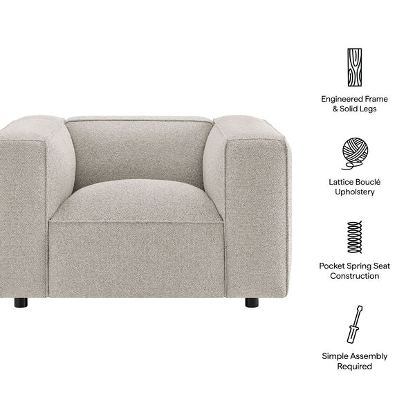 Modway Furniture Auren Bouclé Lattice Accent Chair with Pocket Springs and Solid Hardwood Legs Gray EEI-7679-FOG