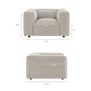 Modway Furniture Auren Bouclé Lattice Accent Chair with Pocket Springs and Solid Hardwood Legs Gray EEI-7679-FOG