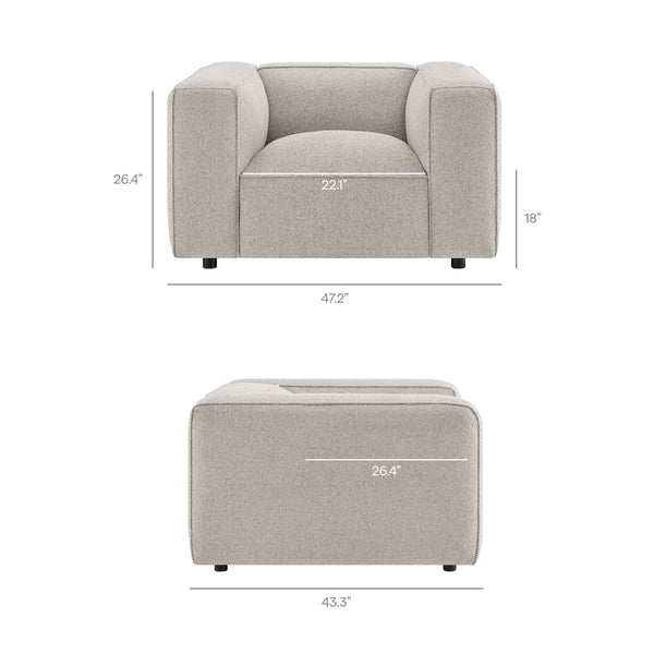 Modway Furniture Auren Bouclé Lattice Accent Chair with Pocket Springs and Solid Hardwood Legs Gray EEI-7679-FOG