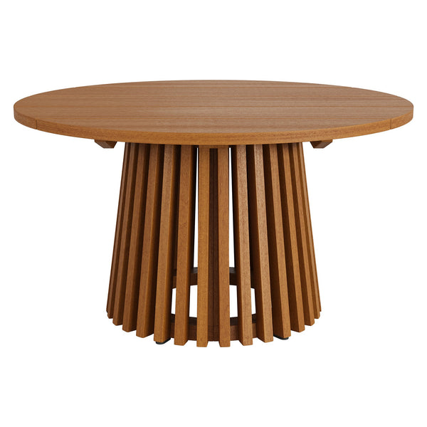 Modway Furniture Lane Outdoor Round Teak Wood Coffee Table Slatted Top Patio Lounge Accent EEI-7680-NAT