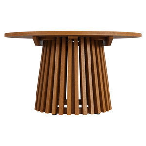 Modway Furniture Lane Outdoor Round Teak Wood Coffee Table Slatted Top Patio Lounge Accent EEI-7680-NAT