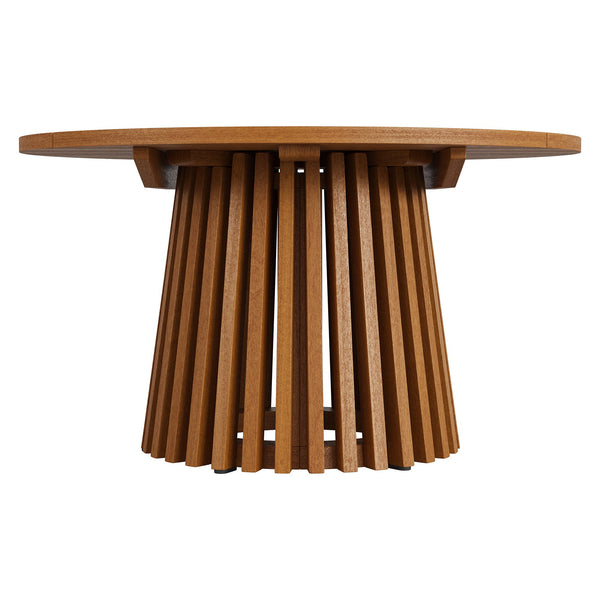 Modway Furniture Lane Outdoor Round Teak Wood Coffee Table Slatted Top Patio Lounge Accent EEI-7680-NAT