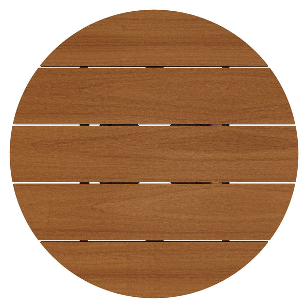 Modway Furniture Lane Outdoor Round Teak Wood Coffee Table Slatted Top Patio Lounge Accent EEI-7680-NAT