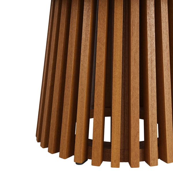 Modway Furniture Lane Outdoor Round Teak Wood Coffee Table Slatted Top Patio Lounge Accent EEI-7680-NAT