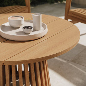 Modway Furniture Lane Outdoor Round Teak Wood Coffee Table Slatted Top Patio Lounge Accent EEI-7680-NAT