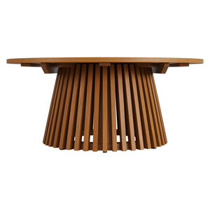 Modway Furniture Lane Solid Teak Outdoor Round Coffee Table with Slatted Top for Patio Lounge Spaces EEI-7681-NAT