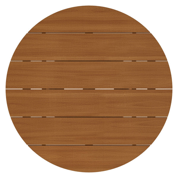 Modway Furniture Lane Solid Teak Outdoor Round Coffee Table with Slatted Top for Patio Lounge Spaces EEI-7681-NAT
