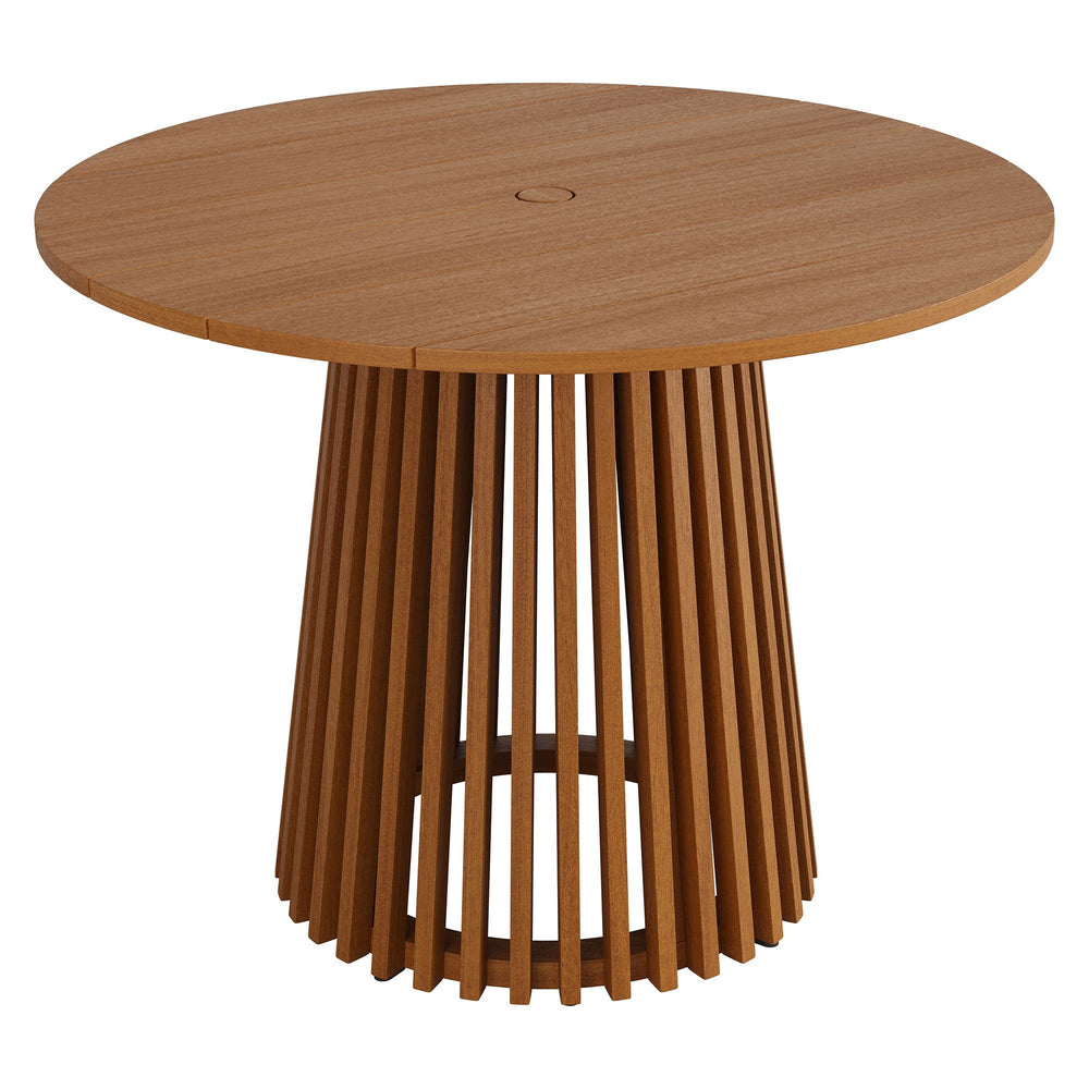 Modway Furniture Lane Solid Teak Round Outdoor Dining Table Seats Four with Umbrella Hole Patio EEI-7682-NAT