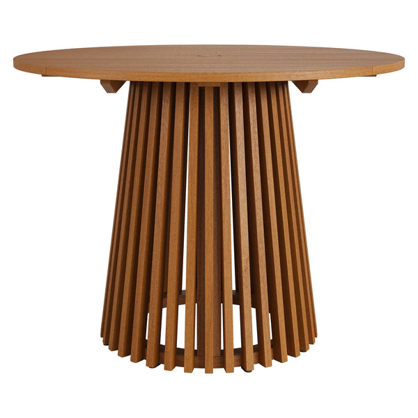 Modway Furniture Lane Solid Teak Round Outdoor Dining Table Seats Four with Umbrella Hole Patio EEI-7682-NAT