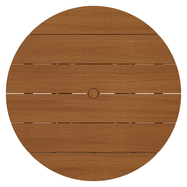 Modway Furniture Lane Solid Teak Round Outdoor Dining Table Seats Four with Umbrella Hole Patio EEI-7682-NAT