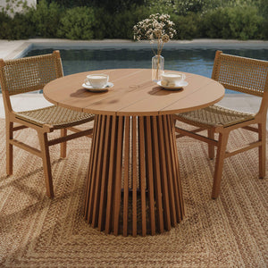 Modway Furniture Lane Solid Teak Round Outdoor Dining Table Seats Four with Umbrella Hole Patio EEI-7682-NAT