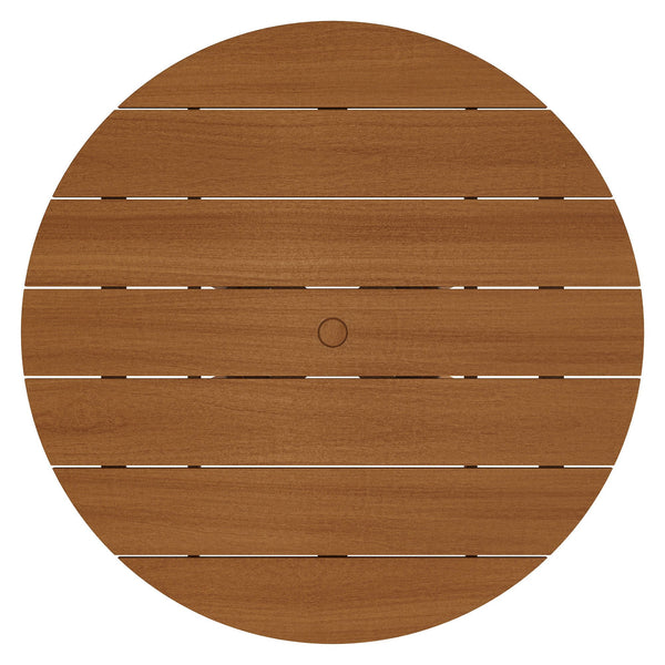 Modway Furniture Lane Solid Teak Slatted Round Outdoor Dining Table Seats Four on Patio or Porch EEI-7683-NAT