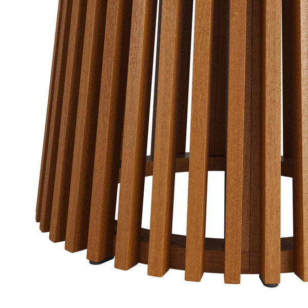 Modway Furniture Lane Solid Teak Slatted Round Outdoor Dining Table Seats Four on Patio or Porch EEI-7683-NAT