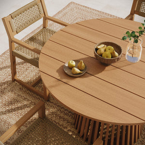 Modway Furniture Lane Solid Teak Slatted Round Outdoor Dining Table Seats Four on Patio or Porch EEI-7683-NAT