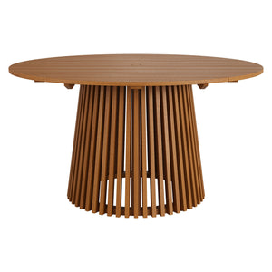 Modway Furniture Lane Modway Solid Teak Round Outdoor Dining Table Seats Six with Umbrella Hole EEI-7684-NAT