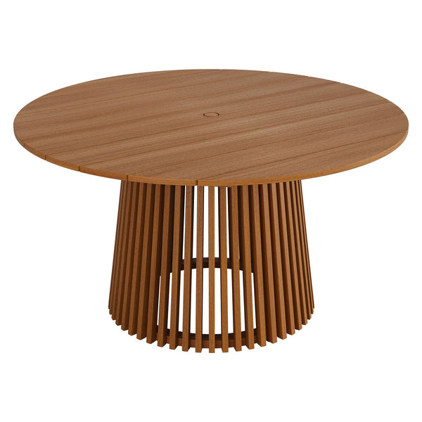 Modway Furniture Lane Modway Solid Teak Round Outdoor Dining Table Seats Six with Umbrella Hole EEI-7684-NAT