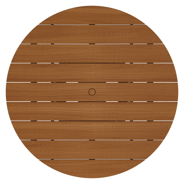 Modway Furniture Lane Modway Solid Teak Round Outdoor Dining Table Seats Six with Umbrella Hole EEI-7684-NAT