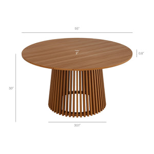 Modway Furniture Lane Modway Solid Teak Round Outdoor Dining Table Seats Six with Umbrella Hole EEI-7684-NAT