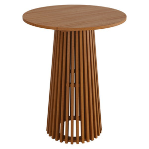 Modway Furniture Lane Solid Teak Outdoor Round Bar Table with Slatted Pedestal Base for Patio EEI-7685-NAT