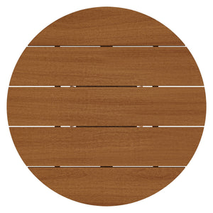 Modway Furniture Lane Solid Teak Outdoor Round Bar Table with Slatted Pedestal Base for Patio EEI-7685-NAT