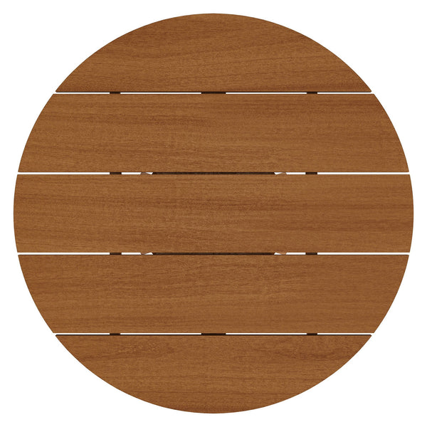 Modway Furniture Lane Solid Teak Outdoor Round Bar Table with Slatted Pedestal Base for Patio EEI-7685-NAT