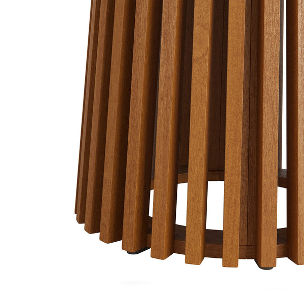 Modway Furniture Lane Solid Teak Outdoor Round Bar Table with Slatted Pedestal Base for Patio EEI-7685-NAT