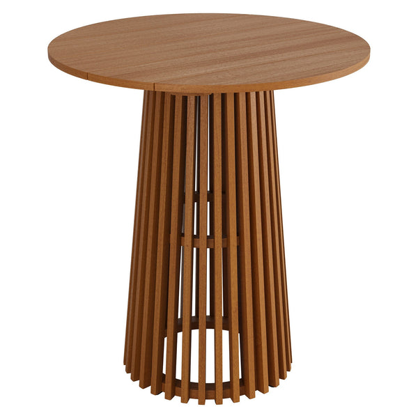Modway Furniture Lane Solid Teak Round Bar Table Slatted Pedestal Base Outdoor Patio Gathering Spot EEI-7686-NAT