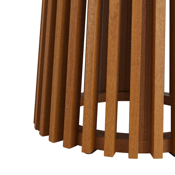Modway Furniture Lane Solid Teak Round Bar Table Slatted Pedestal Base Outdoor Patio Gathering Spot EEI-7686-NAT