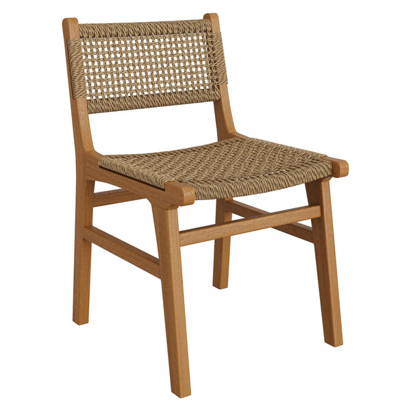 Modway Furniture Rowe Modway Solid Teak Faux Rattan Outdoor Dining Chair for Coastal Patio Settings EEI-7687-NAT