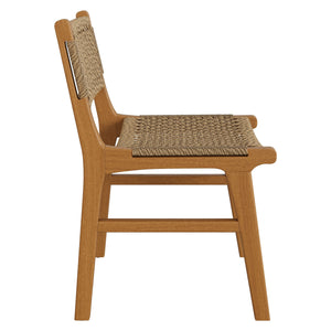 Modway Furniture Rowe Modway Solid Teak Faux Rattan Outdoor Dining Chair for Coastal Patio Settings EEI-7687-NAT