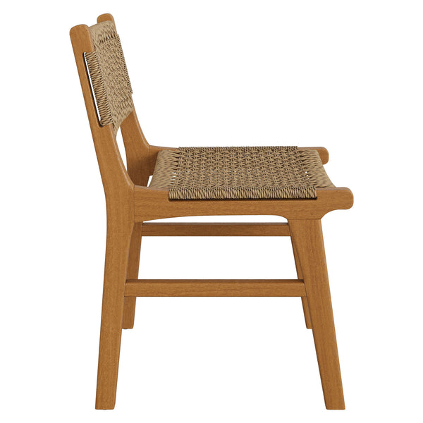 Modway Furniture Rowe Modway Solid Teak Faux Rattan Outdoor Dining Chair for Coastal Patio Settings EEI-7687-NAT