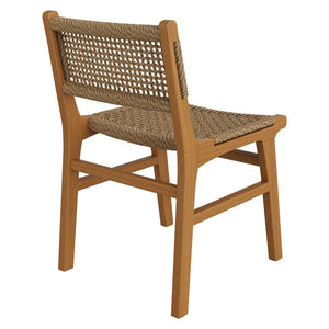Modway Furniture Rowe Modway Solid Teak Faux Rattan Outdoor Dining Chair for Coastal Patio Settings EEI-7687-NAT