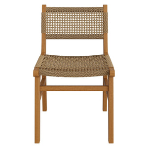 Modway Furniture Rowe Modway Solid Teak Faux Rattan Outdoor Dining Chair for Coastal Patio Settings EEI-7687-NAT