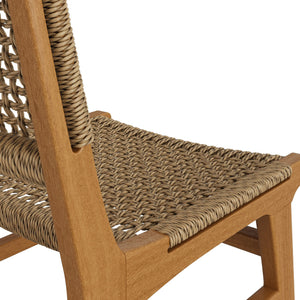 Modway Furniture Rowe Modway Solid Teak Faux Rattan Outdoor Dining Chair for Coastal Patio Settings EEI-7687-NAT