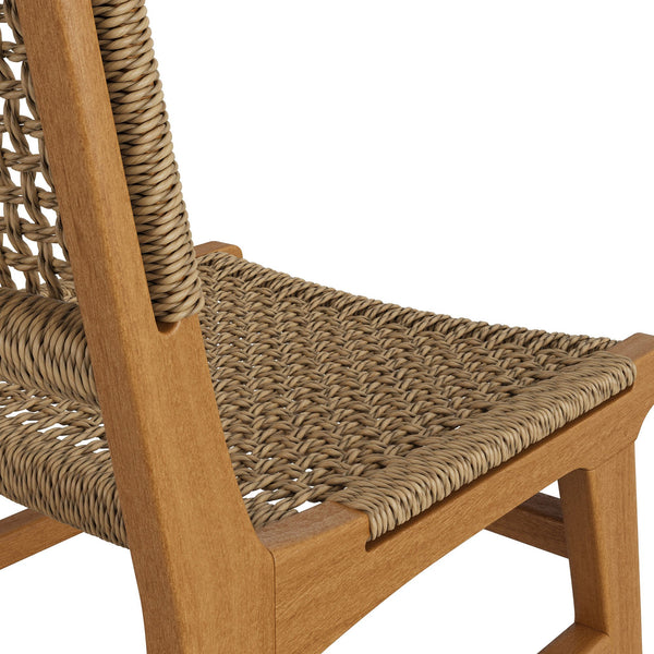 Modway Furniture Rowe Modway Solid Teak Faux Rattan Outdoor Dining Chair for Coastal Patio Settings EEI-7687-NAT