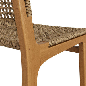 Modway Furniture Rowe Solid Teak Outdoor Counter Stools with Woven Faux Rattan Seats Set of 2 EEI-7688-NAT