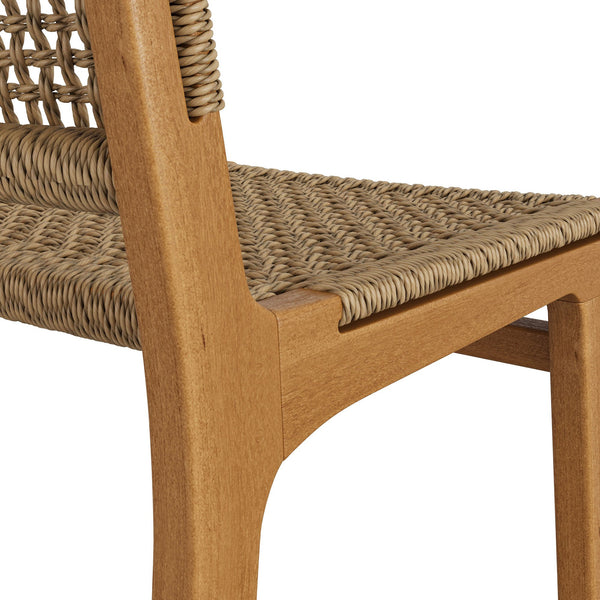 Modway Furniture Rowe Solid Teak Outdoor Counter Stools with Woven Faux Rattan Seats Set of 2 EEI-7688-NAT